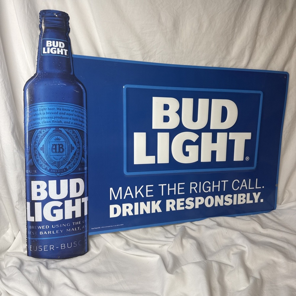 Bud Light Beer Tin Metal Sign Anheuser Busch Bar Sign Man Cave Tiki Pool Pub Big